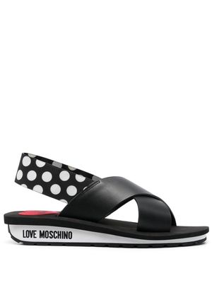 Love Moschino crossover-strap slingback sandals - Black