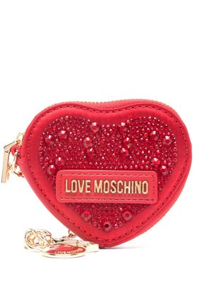 Love Moschino crystal-embellished heart-shape purse - Red