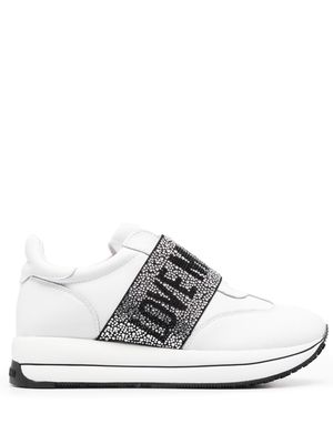 Love Moschino crystal-embellished logo sneakers - White