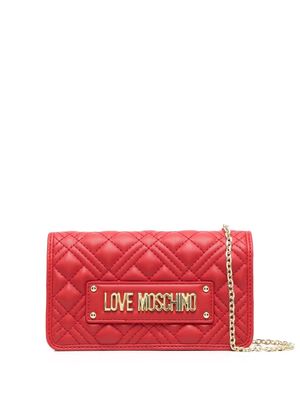 Love Moschino diamond-quilted logo-lettering crossbody bag - Red