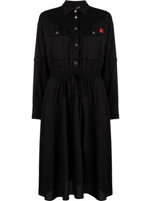 Love Moschino elasticated waist midi shirt dress - Black