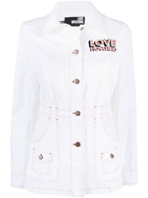 Love Moschino embroidered logo single-breasted jacket - White