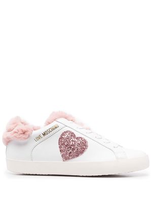 Love Moschino faux-fur trim sneakers - White
