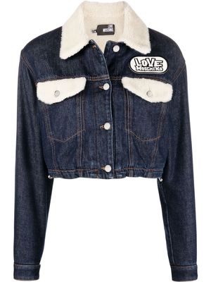 Love Moschino faux shearling-trimmed denim jacket - Blue