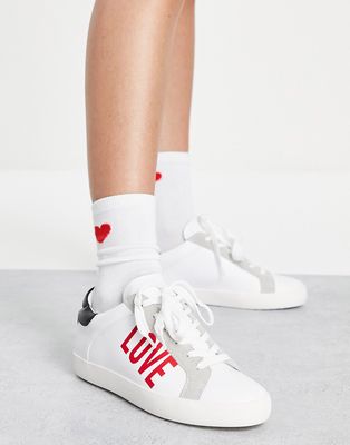 Love Moschino Free Love logo sneakers in white
