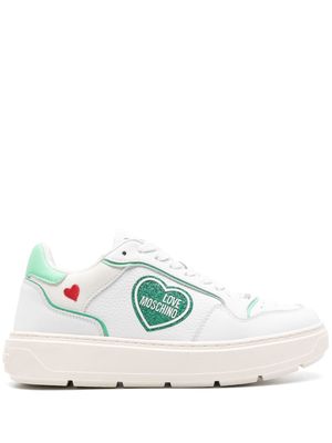 Love Moschino glitter-detailed leather sneakers - White