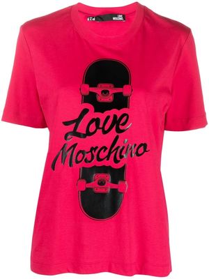 Love Moschino graphic-print cotton T-Shirt - Red