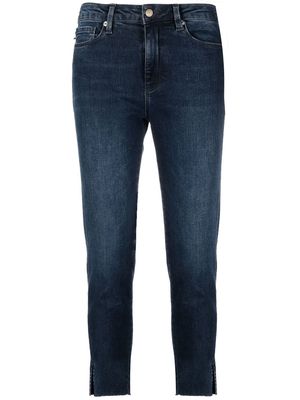 Love Moschino hand heart patch cropped jeans - Blue