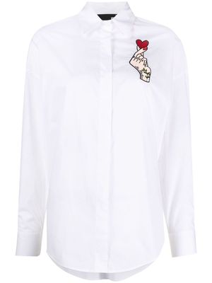 Love Moschino hand love heart-patch tailored shirt - White