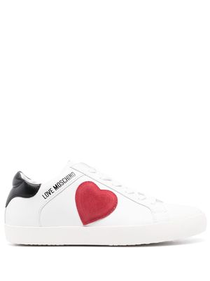 Love Moschino heart-appliqué leather sneakers - White