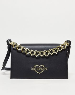 Love Moschino heart chain cross body bag in black