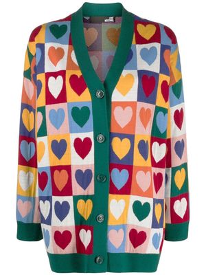 Love Moschino heart check V-neck cardigan - Blue