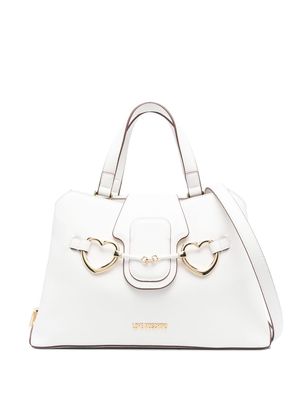 Love Moschino heart-hardware faux leather tote bag - White