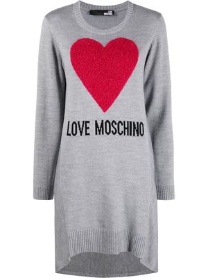 Love Moschino heart intarsia knitted dress - Grey