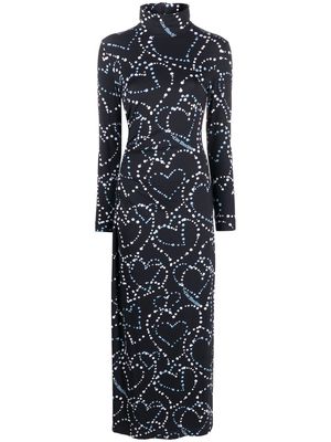 Love Moschino heart logo-print long dress - Blue