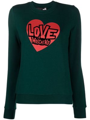 Love Moschino heart logo-print sweatshirt - Green