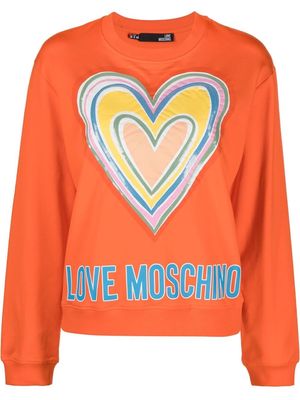 Love Moschino heart-logo print sweatshirt - Orange