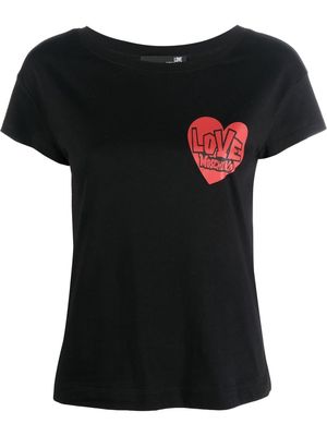 Love Moschino heart logo-print T-shirt - Black