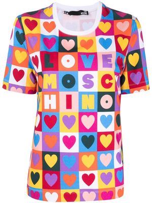 Love Moschino heart-motif branded T-Shirt - Blue
