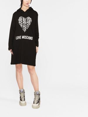 Love Moschino heart-motif hooded dress - Black