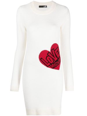 Love Moschino heart motif knitted minidress - White