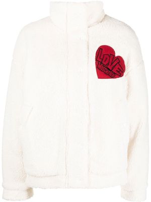 Love Moschino heart-patch fleece jacket - Neutrals