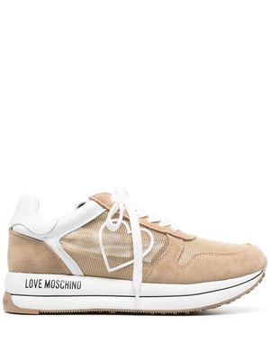 Love Moschino heart patch mesh sneakers - Neutrals