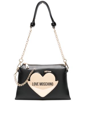 Love Moschino heart-plaque faux-leather shoulder bag - Black