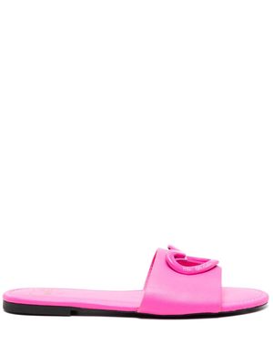 Love Moschino heart-plaque leather slides - Pink