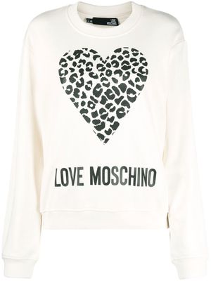 Love Moschino heart-print cotton sweatshirt - Neutrals