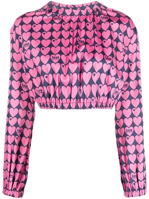 Love Moschino heart-print cropped blouse - Pink