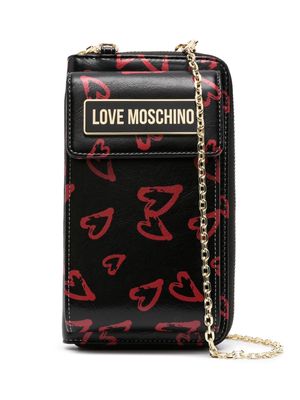 Love Moschino heart-print detachable-chain wallet - Black