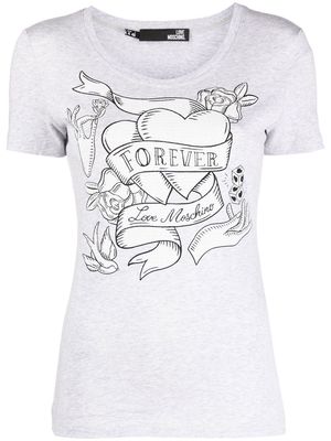 Love Moschino heart-print short-sleeved T-shirt - Grey
