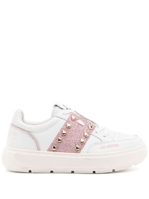 Love Moschino heart-stud lace-up sneakers - White
