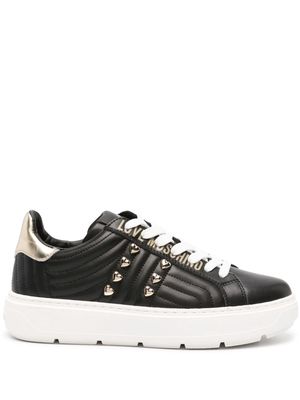 Love Moschino heart-stud quilted leather sneakers - Black
