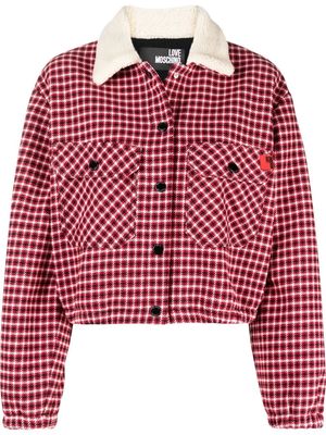 Love Moschino houndstooth-print cropped jacket - Red