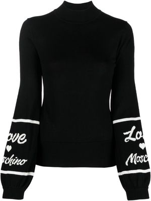 Love Moschino intarsia-logo mock-neck jumper - Black