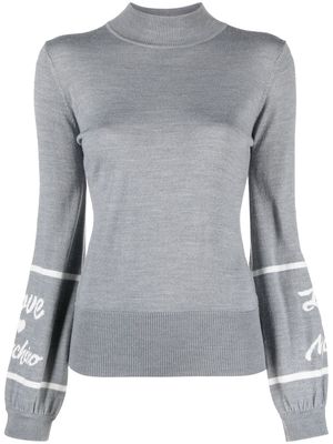Love Moschino intarsia-logo mock-neck jumper - Grey