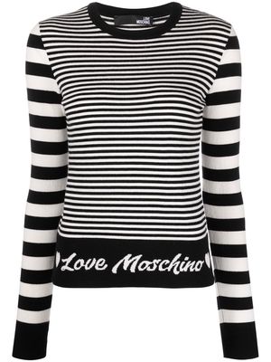 Love Moschino intarsia-logo striped jumper - Black