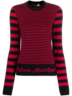 Love Moschino intarsia-logo striped jumper - Pink