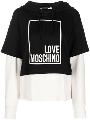Love Moschino layered logo-print hoodie - Black