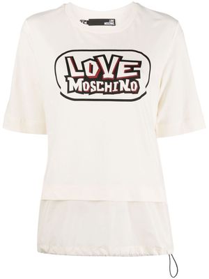 Love Moschino layered logo-print T-shirt - Neutrals
