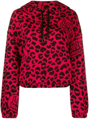 Love Moschino leopard-print hoodie - Pink