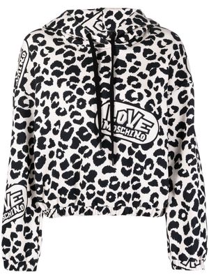 Love Moschino leopard-print hoodie - White