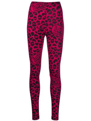 Love Moschino leopard-print logo leggings - Red
