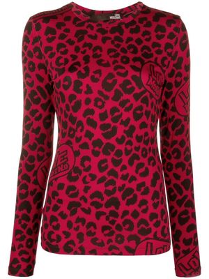 Love Moschino leopard-print long sleeved T-shirt - Red