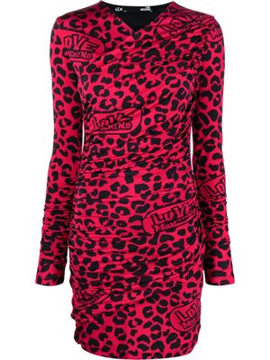 Love Moschino leopard-print mini dress - Pink
