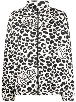 Love Moschino leopard-print zip-up sweatshirt - Neutrals
