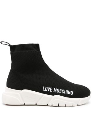 Love Moschino logo-appliqué sock-ankle sneakers - Black