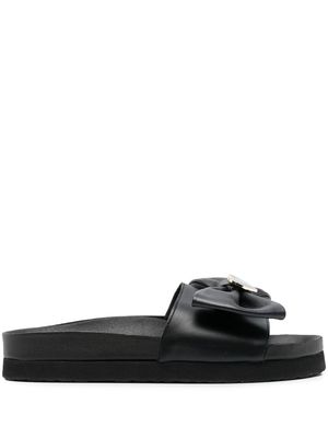 Love Moschino logo-bow sandals - Black